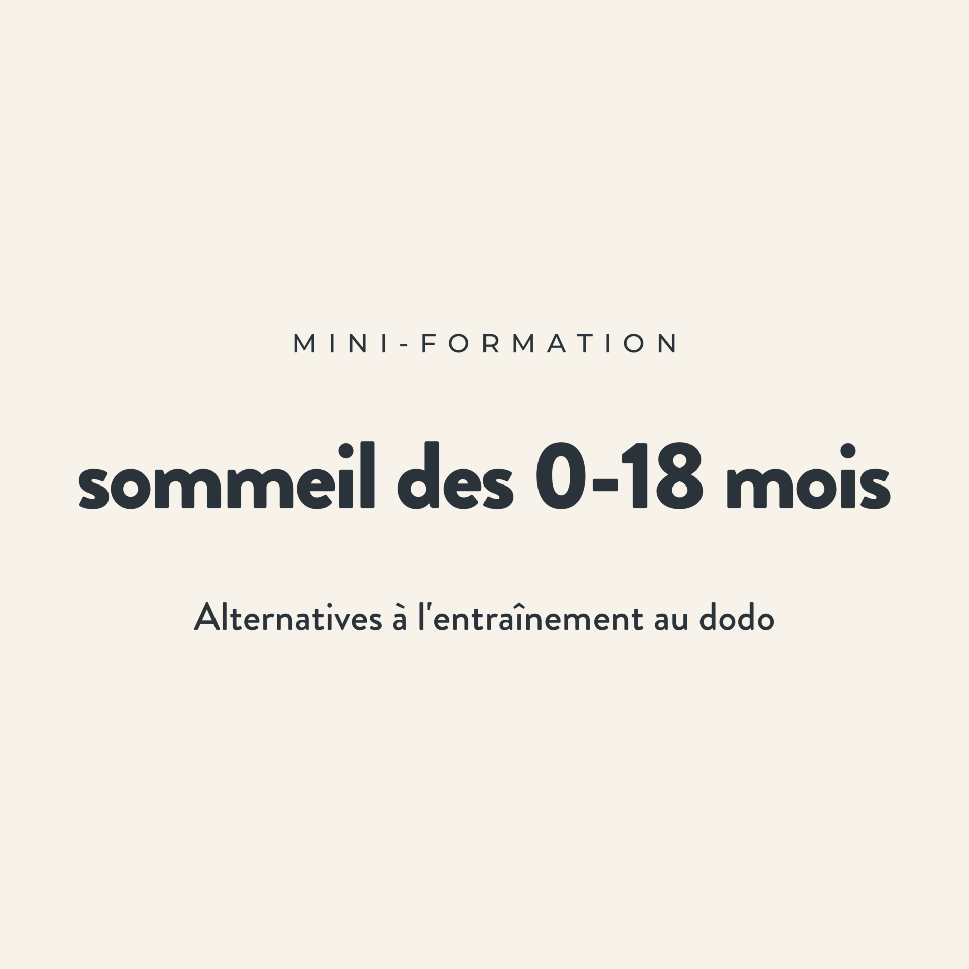 Entraînement au sommeil pour bébé